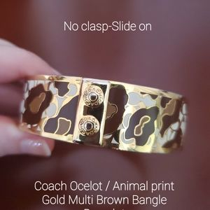 Coach Ocelot Animal Gold Multi Bangle Bracelet